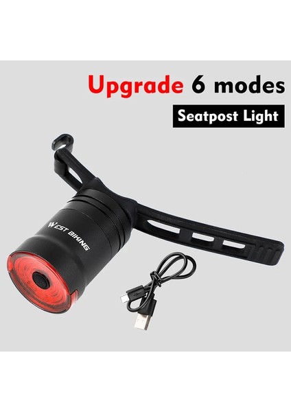 Seatpost Light A Stili Akıllı Bisiklet El Feneri Mtb Yol Bisikleti Arka Işık Otomatik Startstop Fren Algılama Ipx6 Su Geçirmez LED Şarj Bisiklet Arka Lambası (Yurt Dışından)