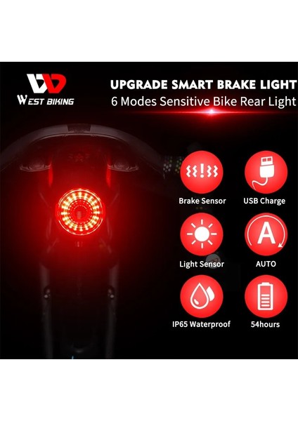 Seatpost Light A Stili Akıllı Bisiklet El Feneri Mtb Yol Bisikleti Arka Işık Otomatik Startstop Fren Algılama Ipx6 Su Geçirmez LED Şarj Bisiklet Arka Lambası (Yurt Dışından)
