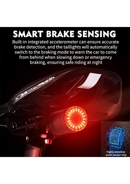 Seatpost Light A Stili Akıllı Bisiklet El Feneri Mtb Yol Bisikleti Arka Işık Otomatik Startstop Fren Algılama Ipx6 Su Geçirmez LED Şarj Bisiklet Arka Lambası (Yurt Dışından)