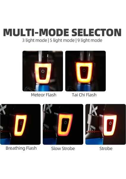 2 Adet 9 Mod Tarzı USB Şarj Edilebilir El Feneri Bisiklet Arka Işık Su Geçirmez Bisiklet Kaskı Arka Lambası Bisiklet Uyarı Işığı Flaş Cyling Arka Lambası (Yurt Dışından)