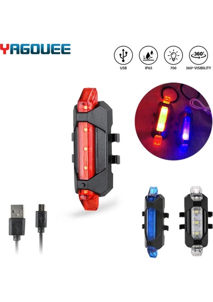 Kırmızı Stil Bisiklet Bisiklet Işığı LED 4 Mod Su Geçirmez Arka Lamba Arka Kuyruk Güvenlik Uyarı Bisiklete Binme Taşınabilir Bisiklet Lambası USB Tarzı Şarj Edilebilir (Yurt Dışından)