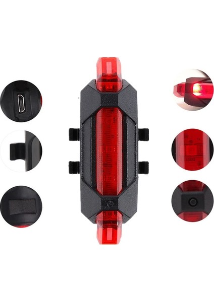 Kırmızı Stil Bisiklet Bisiklet Işığı LED 4 Mod Su Geçirmez Arka Lamba Arka Kuyruk Güvenlik Uyarı Bisiklete Binme Taşınabilir Bisiklet Lambası USB Tarzı Şarj Edilebilir (Yurt Dışından)