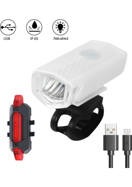 Beyaz ve Arka Işık Stili Bisiklet Aydınlatma USB LED Fener Bisiklet Kuyruk Işık Mtb Bisiklet Ön Arka Işık Arka El Feneri Bisiklet Far Lamba Işığı (Yurt Dışından)