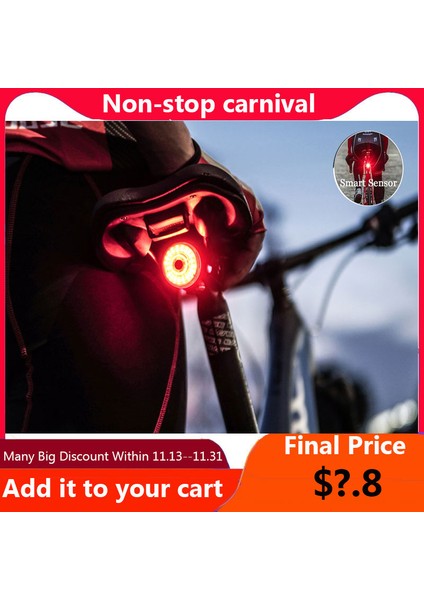 Koltuk Tüpü Işık Stili Akıllı Bisiklet Arka Işık Otomatik Startstop Fren Algılama Ipx6 Su Geçirmez USB Şarj Bisiklet Kuyruk Arka Lambası Bisiklet LED Işık (Yurt Dışından) fiyatları