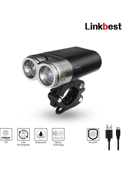 LF-04A Stili Linkbest USB Şarj Edilebilir Bisiklet Işığı Ah Pil Bisiklet Işığı Tüm Bisikletlere Uyar Yanıp Sönen Işık Far (Yurt Dışından)