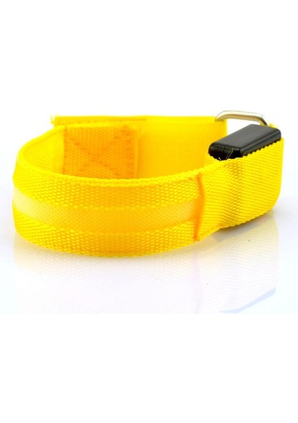 Sarı Pil Tarzı Gece Açık Hava Spor Koşu Bisiklete Binme LED Yanıp Sönen Bileklik USB Şarj Edilebilir Emniyet Kemeri Kol Bacak Uyarı Bilek Kayışı Işığı (Yurt Dışından)