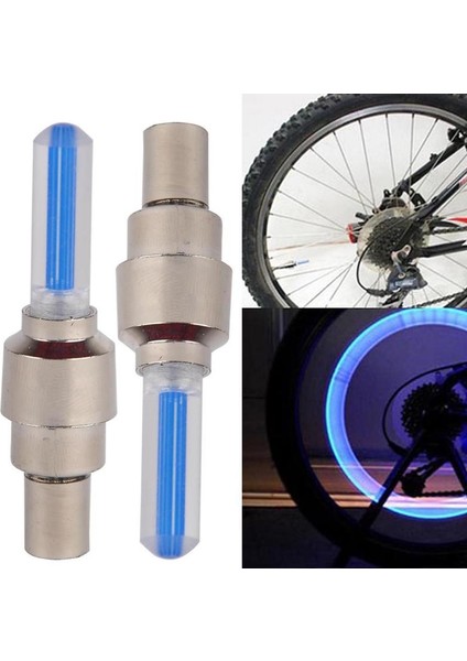 Mavi Stil 2 Adet Pilsiz Bisiklet Lambası Dağ Yol Bisikleti Bisiklet Işıkları Led'ler Lastik Lastik Valf Kapakları Tekerlek Telleri LED Işık Bycling (Yurt Dışından)