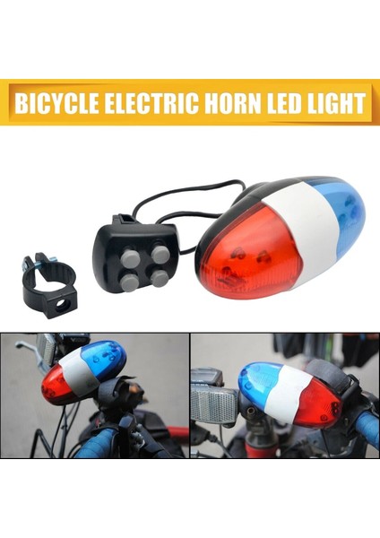 B4 Stili 6 LED Bisiklet Işık Elektronik Korna 4 Ton Sesler Bisikletler Çan Polis Siren Trompet Çocuk Scooter Bisiklet Aksesuarları (Yurt Dışından)