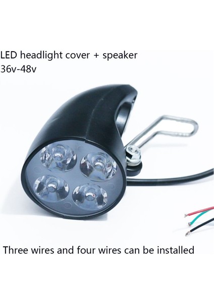 36V 48V Ebike Işık Scooter Lambası Elektrikli Bisiklet 4 LED Ön Far Korna ile Ultra-Parlak Spot (Yurt Dışından)