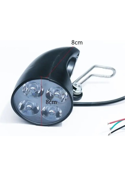 36V 48V Ebike Işık Scooter Lambası Elektrikli Bisiklet 4 LED Ön Far Korna ile Ultra-Parlak Spot (Yurt Dışından)
