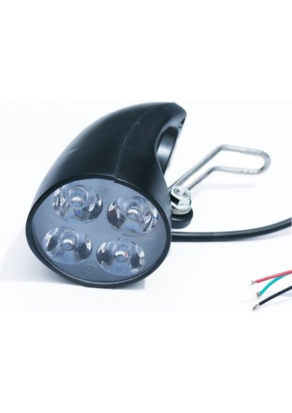 36V 48V Ebike Işık Scooter Lambası Elektrikli Bisiklet 4 LED Ön Far Korna ile Ultra-Parlak Spot (Yurt Dışından)