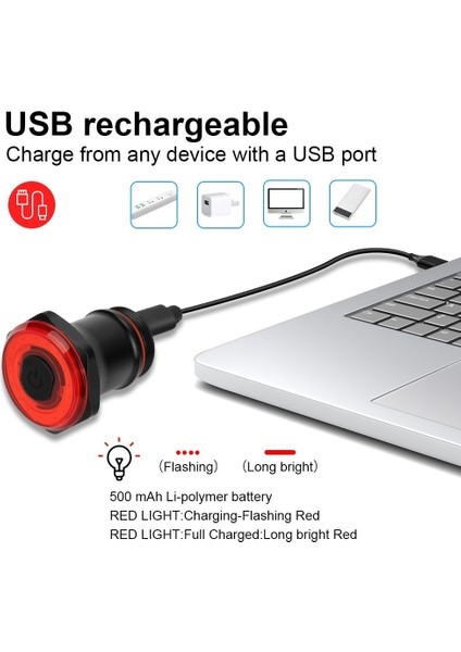 Bir Stil Yeni Akıllı Bisiklet Kuyruk Lambası Otomatik Başlatma Durdurma Fren Uyarı Arka Işık Ipx6 Su Geçirmez USB Şarj Bisiklet Arka Lambası Bisiklet Lambası (Yurt Dışından) fırsatları