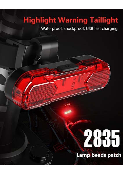 No.2 Tarzı Bisiklet Bisiklet Işığı USB LED Şarj Edilebilir Güvenlik Dağ Döngüsü Ön Arka Far Lambası El Feneri Bisiklet Aksesuarları (Yurt Dışından)