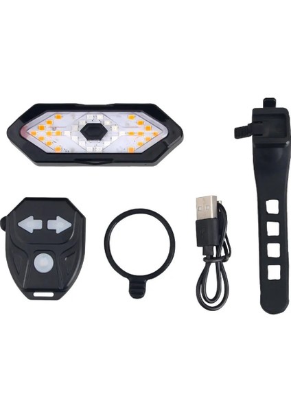 Resim Stili Olarak Uzaktan Kumanda Bisiklet Arka Lambası USB Şarj Edilebilir Bisiklet Kuyruk Arka Işık Dönüş Sinyali Frenleme Uyarısı Kablosuz LED Bisiklet Feneri (Yurt Dışından)