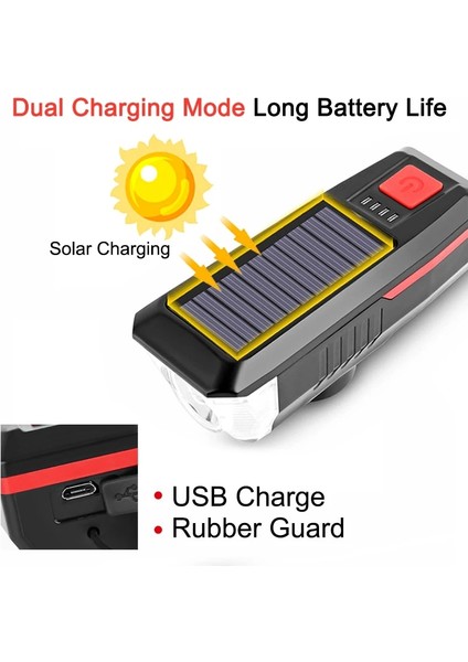 Mavi Stil Güneş Enerjili Bisiklet Işık USB Şarj Edilebilir LED Bisiklet Far Bisiklet Fener Lamba Bisiklet Bisiklet Korna Elektrikli Bisiklet Çan Yeni (Yurt Dışından)