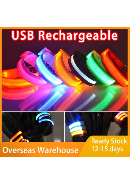Siyah Pil Stili Doğa Sporları Gece Koşu Kol Bandı LED Işık USB Şarj Edilebilir Emniyet Kemeri Kol Bacak Uyarı Bilekliği Bisiklet Bisiklet Bisiklet Işığı (Yurt Dışından) fiyatları