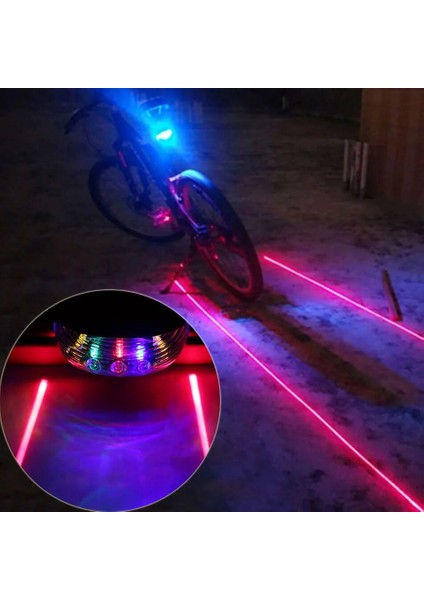 Mavi Haç Stili Bisiklet Lazer Işıkları Su Geçirmez Bisiklet Arka Lambası Bisiklete Binme Yanıp Sönen LED Lamba Kuyruk Arka Işık Dağ Mtb Gece Güvenlik Uyarısı (Yurt Dışından) fiyatları