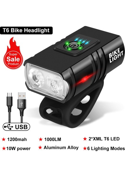 1000LM T6 Stili T6 LED Bisiklet Işık Ön Şarj Edilebilir Lamba Mtb Yol Bisikleti Işık Bisiklet Fener Far Bisiklet El Feneri Bisiklet Aksesuarları (Yurt Dışından)