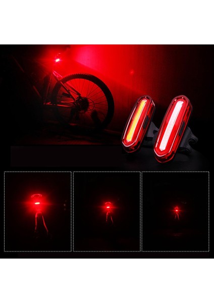 Kırmızı Beyaz 6 Mod Stili USB Şarj Edilebilir Cob Arka Bisiklet Lambası Arka Lambası Güvenlik Uyarısı Bisiklet Işığı Ön Arka Kuyruk Lambası 4style LED Flaş Işıkları (Yurt Dışından)