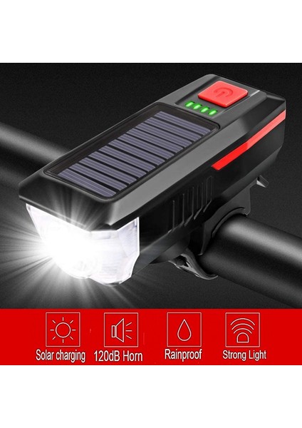 Yeşil Stil Solar Şarj Bisiklet Işığı 3 Modlu LED Yol Dağ Bisikleti Ön Işık Su Geçirmez Bisiklet Çan Işığı USB Şarj Edilebilir Far (Yurt Dışından) fiyatları