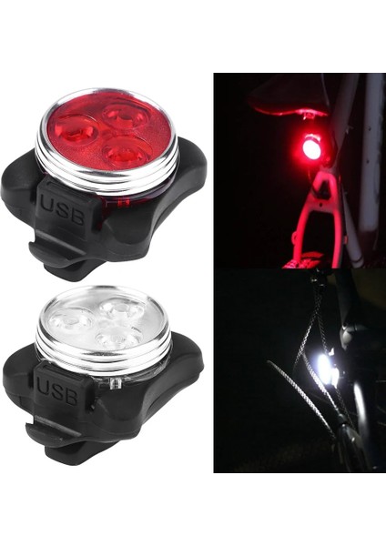 Beyaz Stil 3 Mod Bisiklet Far Arka Lambası Şarj Edilebilir USB LED Bisiklet Işık El Feneri Montajlı Bisiklet Gece Güvenlik Aksesuarları (Yurt Dışından) modelleri