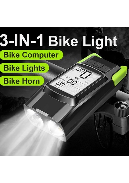 Siyah Stil Bisiklet Kilometre Sayacı Bisiklet Işık Seti Döngü Korna Far Kuyruk Işık USB Şarj Edilebilir LED Süper Parlak Bisiklet Işık Aksesuarları (Yurt Dışından)