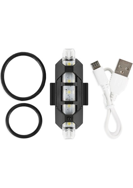 Beyaz Stil Dış Mekan Bisiklet Işığı Gece Bisiklete Binme Güvenlik Uyarı Arka Lambaları Arka Lamba Su Geçirmez 5 LED USB Şarj Edilebilir Bisiklet Yanıp Sönen Işık (Yurt Dışından)
