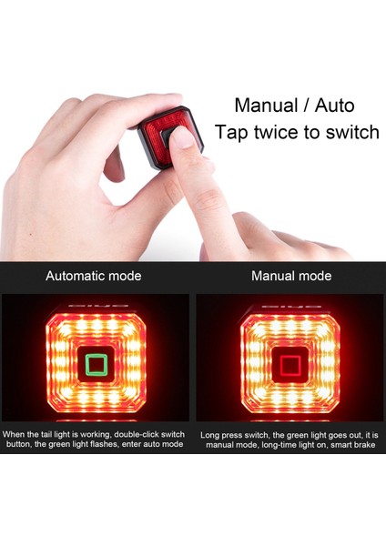 Bir Stil Akıllı Bisiklet Bisiklet Arka Işık Otomatik Startstop Fren Algılama Işığı Ipx4 Su Geçirmez LED El Feneri Bisiklet Aksesuarları (Yurt Dışından) modelleri