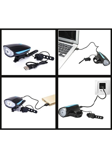 Kırmızı Stil USB Şarj Edilebilir Bisiklet Çan El Feneri Bisiklet Kornası Işık Far Bisiklet Çok Işlevli Ultra Parlak Elektrikli Yüksek Sesli Korna Çan (Yurt Dışından)
