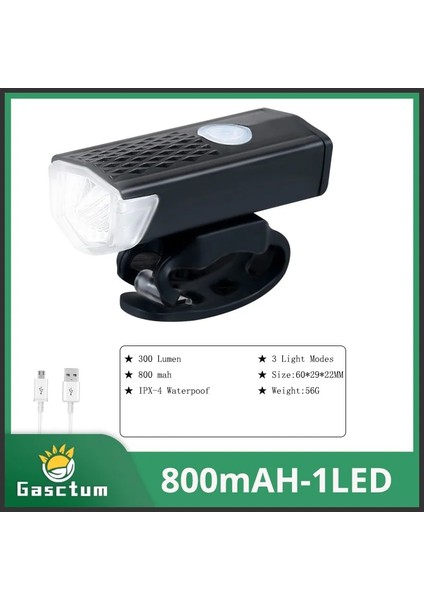 800MAH-1LED Tarzı Mah 8leds Bisiklet Işığı USB Şarj Edilebilir Güçlü LED Bisiklet Işığı Dijital Ekran Mtb El Feneri Güç Bankası Olarak Ön Lamba (Yurt Dışından)