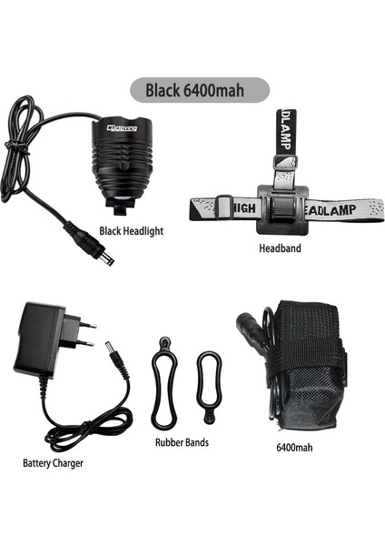 Siyah 6400MAH Tarzı Bisiklet Bisiklet Hafif Bisiklet Işıkları LED Far Far Lümen Alüminyum Su Geçirmez Mtb Bisiklet Aksesuarları (Yurt Dışından)