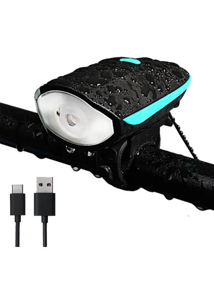 Yeşil Stil USB Şarj Edilebilir Bisiklet Çan El Feneri Bisiklet Kornası Işık Far Bisiklet Çok Işlevli Ultra Parlak Elektrikli Yüksek Sesli Korna Çan (Yurt Dışından)