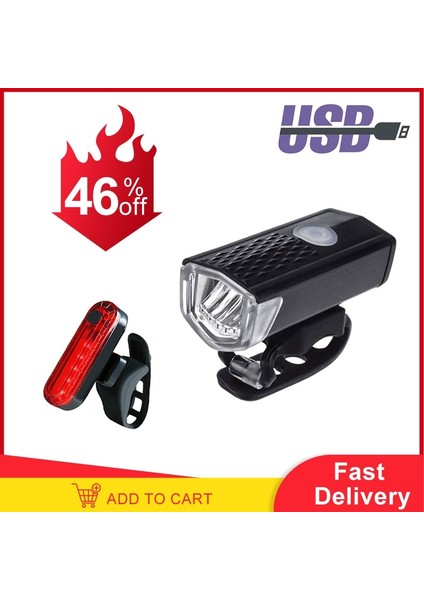 No.5 Tarzı 2 Adet Bisiklet Işıkları Şarj Edilebilir 300 Lümen Bisiklet LED Işıkları Ön Far + Arka Arka Lamba Bisiklet El Feneri Uyarı Işıkları (Yurt Dışından) indirimleri