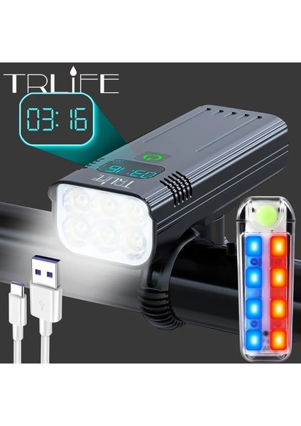 5cob-Xpe Stili Trlıfe Mah Bisiklet Işığı Yağmur Geçirmez USB Şarj LED Bisiklet Işıkları Ön Lamba Far El Feneri Bisiklet Işığı Güç Bankası Olarak (Yurt Dışından)