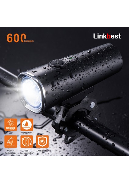 Lf-05 Stili Linkbest USB Şarj Edilebilir Bisiklet Işığı Ah Pil Bisiklet Işığı Tüm Bisikletlere Uyar Yanıp Sönen Işık Far (Yurt Dışından)