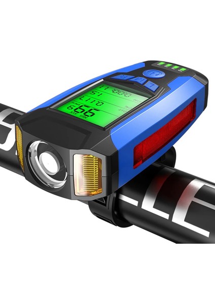 Mavi Stil USB Bisiklet Ön Işık 5 LED Bisiklet Bilgisayar Korna Bisiklet El Feneri Ipx4 Su Geçirmez Kilometre Sayacı Bilgisayar Kilometre (Yurt Dışından)