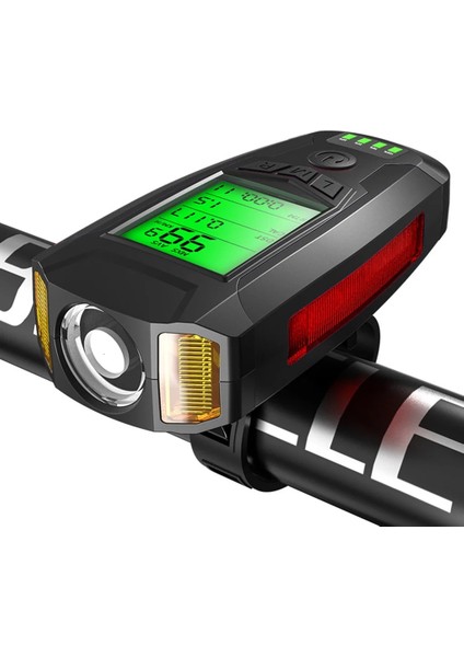 Mavi Stil USB Bisiklet Ön Işık 5 LED Bisiklet Bilgisayar Korna Bisiklet El Feneri Ipx4 Su Geçirmez Kilometre Sayacı Bilgisayar Kilometre (Yurt Dışından) fiyatları