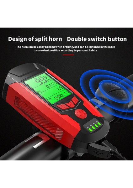 Mavi Stil USB Bisiklet Ön Işık 5 LED Bisiklet Bilgisayar Korna Bisiklet El Feneri Ipx4 Su Geçirmez Kilometre Sayacı Bilgisayar Kilometre (Yurt Dışından) fırsatları