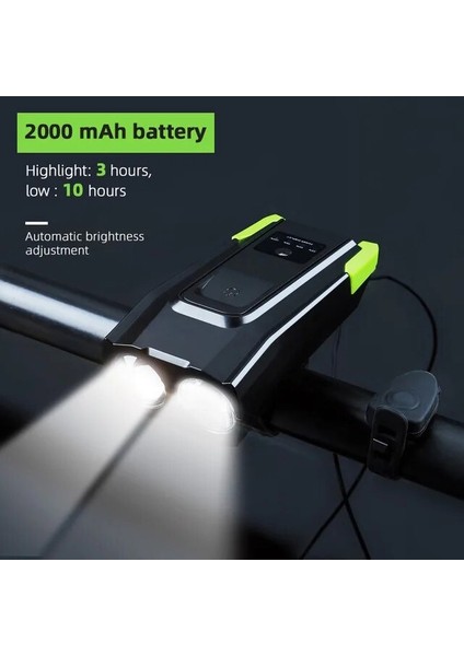 2000 Yeşil Stil Ah Su Geçirmez Bisiklet Lambası Boynuzlu USB Şarj Edilebilir 800 Lümen Bisiklet Bisikleti Için LED Işık Ön Lamba Bisiklet Aksesuarları (Yurt Dışından)