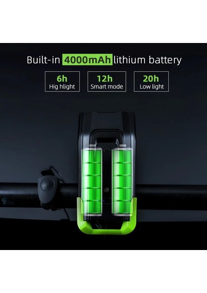 2000 Yeşil Stil Ah Su Geçirmez Bisiklet Lambası Boynuzlu USB Şarj Edilebilir 800 Lümen Bisiklet Bisikleti Için LED Işık Ön Lamba Bisiklet Aksesuarları (Yurt Dışından)