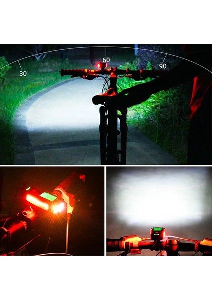 Çok Işlevli Kırmızı Stil USB Bisiklet El Feneri 5 LED Bisiklet Bilgisayarıhorn Bisiklet Ön Işık Ipx4 Su Geçirmez Far Kilometre Sayacı Bisiklet Aksesuarları (Yurt Dışından) fırsatları