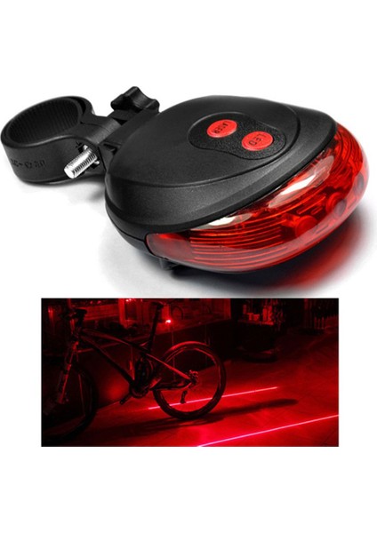 No.1 Tarzı Yüksek Li Bisiklet Bisiklet Güvenlik Uyarısı LED Işık Bisiklet Lazer Işıkları Yanıp Sönen LED Lamba Kuyruk Işık Arka Bisiklet 5 LED + 2 Lazer (Yurt Dışından)