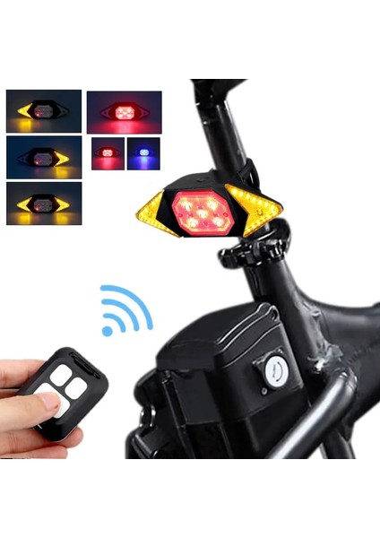 1 Adet Tarzı Akıllı Bisiklet Işığı Kablosuz Uzaktan Kumanda Bisiklete Binme Sinyali Arka Lambası USB Bisiklet Şarj Edilebilir Arka Işık LED Uyarı Lambası (Yurt Dışından)