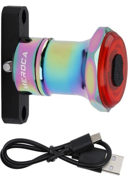Kaplama Renkli Stil Meroca Akıllı Bisiklet Kuyruk Lambası Otomatik Fren Sensörü Arka Işık USB Şarj Edilebilir Arka Lambası Mtb Yol Bisikleti Işık Bisiklet Aksesuarları (Yurt Dışından)
