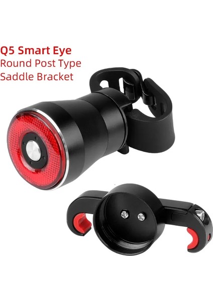 Sele Sele Direği Stili Smart Eye Q5 Bisiklet Fren Lambası IP65 Su Geçirmez Pil Göstergesi 2A Şarj 50 Saat Çalışma Süresi Eyer Seatpost Alaşım LED Lamba (Yurt Dışından)