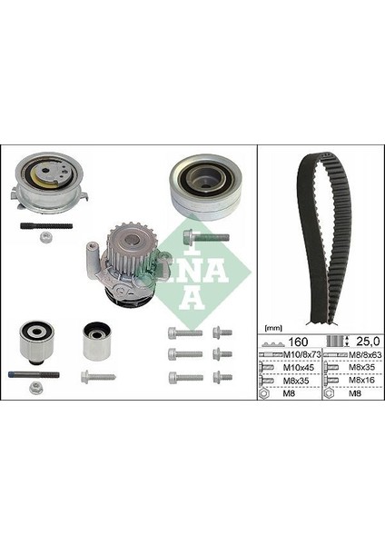 Triger Seti 160 Diş Dev. Polo-Golf 6-Jetta-Passat-T5-Crafter-Amarok-A3-A4-Leon 1,2-1,6-2,0 Tdi 2010-