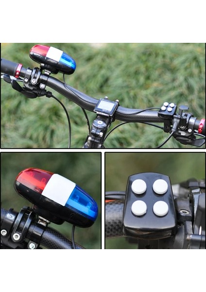 Dayanıklı Su Geçirmez Çok Işlevli Döngü Lambası +4 Yüksek Siren Sesi Trompet Polis 6 LED Işık Elektroren Bisiklet Çanı Redblue (Yurt Dışından)
