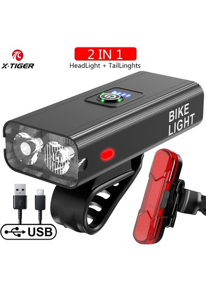 QD-0202T Stili X-Tıger Bisiklet Işık Lümen Mtb Yol Bisikleti Ön Lamba Bisiklet Aksesuarları Yağmur Geçirmez USB Şarj Edilebilir LED Bisiklet El Feneri (Yurt Dışından)