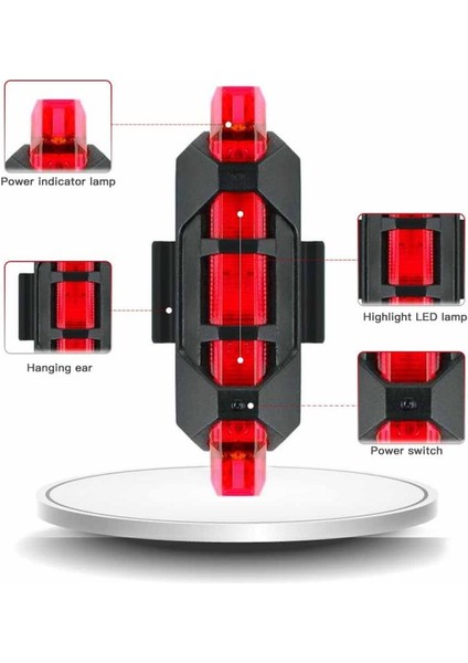 Mavi Kuyruk Lambası Stili USB Şarj Edilebilir Bisiklet Işık Mtb Bisiklet Ön Arka Arka Arka Lamba Bisiklet Güvenlik Uyarı Işığı Su Geçirmez Bisiklet Lambası El Feneri (Yurt Dışından)