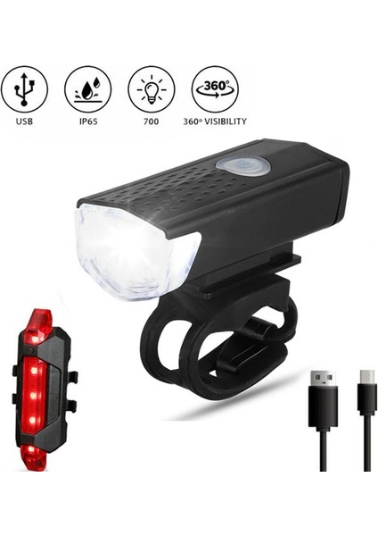 Mavi Kuyruk Lambası Stili USB Şarj Edilebilir Bisiklet Işık Mtb Bisiklet Ön Arka Arka Arka Lamba Bisiklet Güvenlik Uyarı Işığı Su Geçirmez Bisiklet Lambası El Feneri (Yurt Dışından)